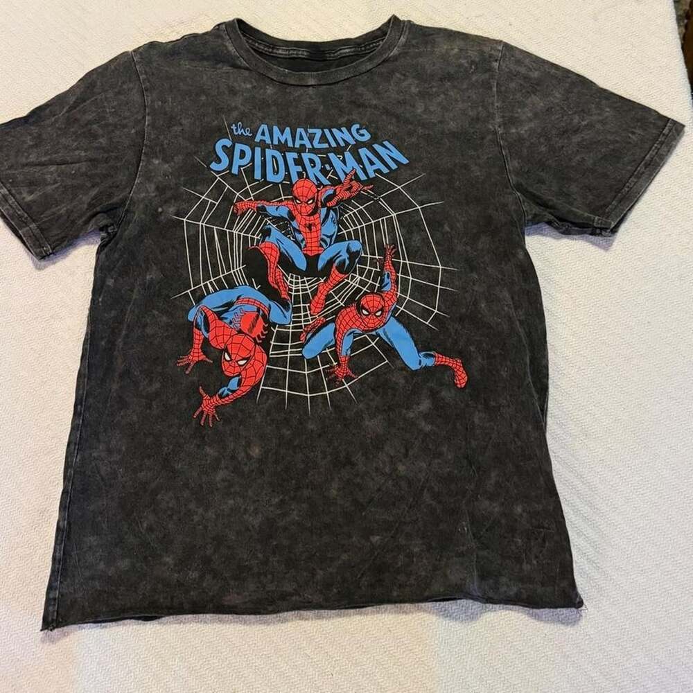 Marvel The Amazing Spider-Man T-Shirt Size M Black Acid Wash Graphic